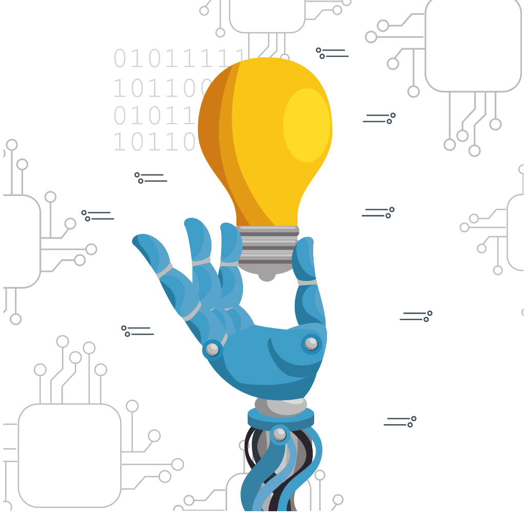 Technology illustration with a light bulb
